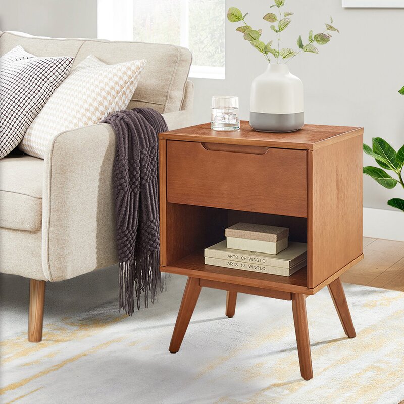 Nightstand for Bedroom Living Room, 1-Drawer outlets Wooden End Table Bedside Table